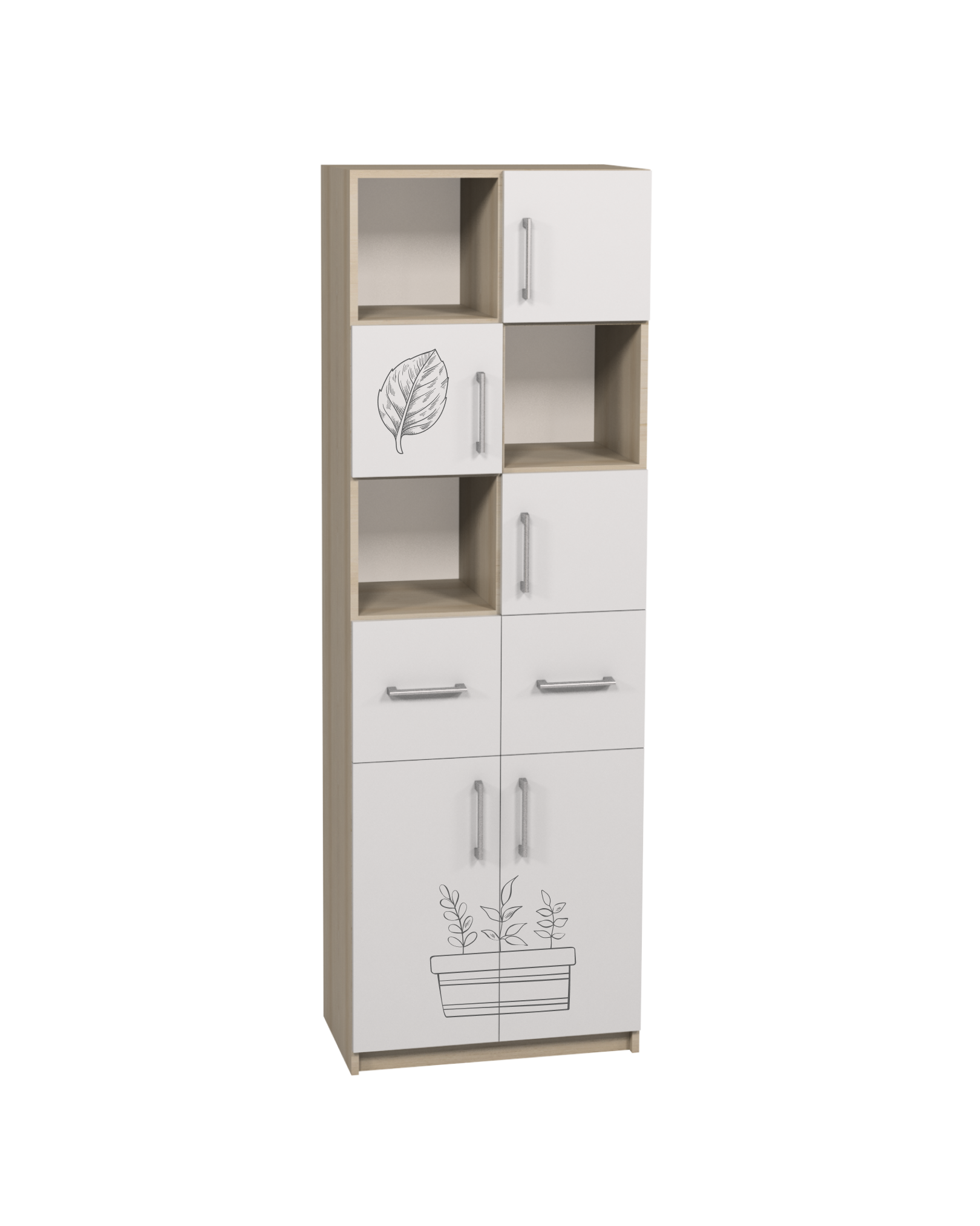 Шафа напівзакрита з фотодруком для кабінетів біології, комбінована з полицями та шухлядами, АЛМАНТ, 702х405х2115 мм.